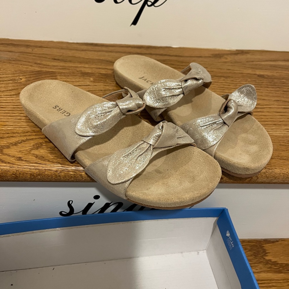 Jack Rogers Silver Bow Sandals